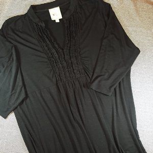 Black Dress/Tunic With Ruffles, 2X